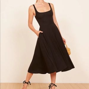 Reformation Black Rou MIDI Dress